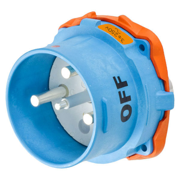 63-98073-A155 - DSN150 INLET POLY BLUE SIZE 5 TYPE 4X IP 69 3P+G 150A 250 VAC 60 Hz WITH NO LOCKOUT HOLE